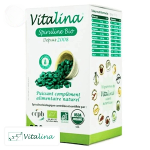Vitalina Organic and Natural Spirulina – 100 Tablets