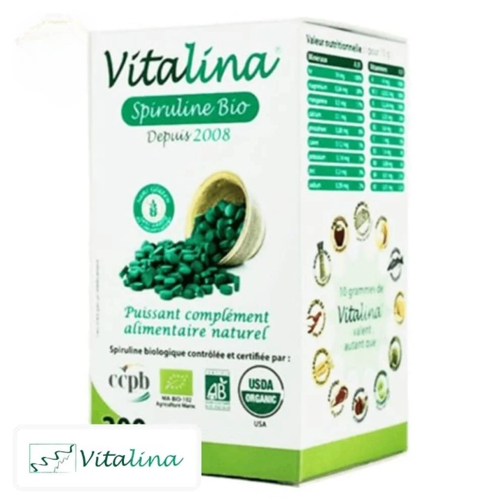 Vitalina Organic and Natural Spirulina – 200 Tablets